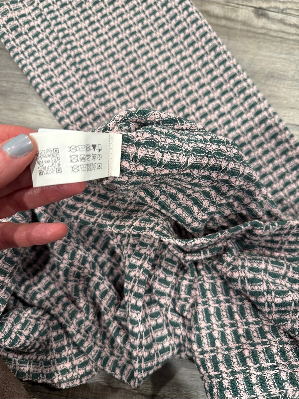 Zara Pink & Green Geometric Knit Pull-On Wide Leg Pants Size S - Picture 7 of 10